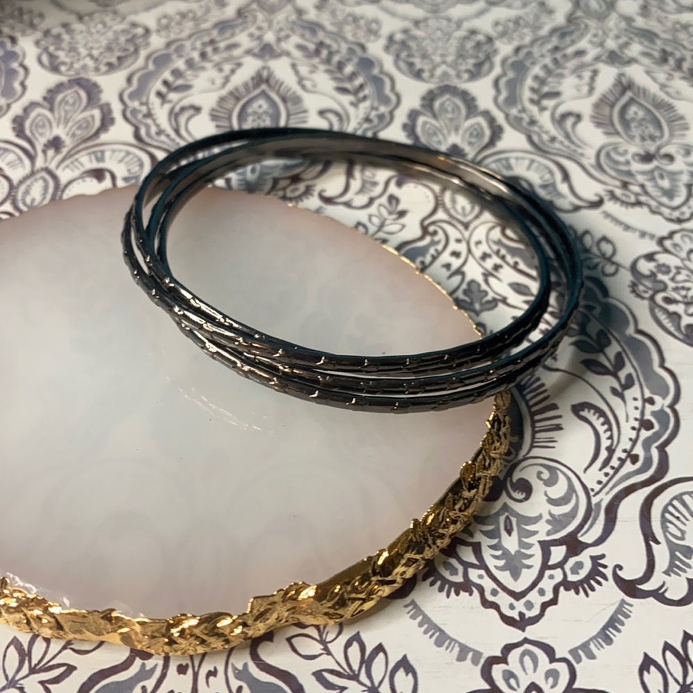 Forever 21 Gunmetal Interlocking Bangle Bracelets